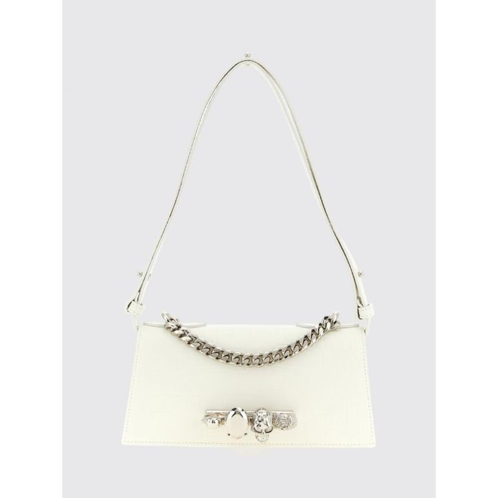 Mcqueen Women Jewelled Croc Print Leather Bag Mcqueen